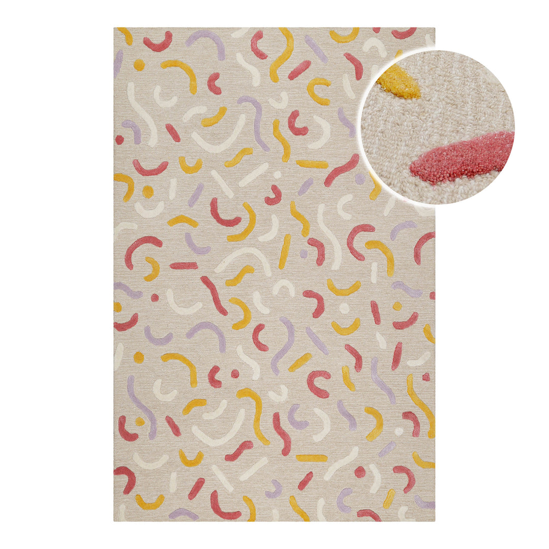 Kinderteppich aus Schurwolle Beige Multi "Confetti 2.0" Smart Kids