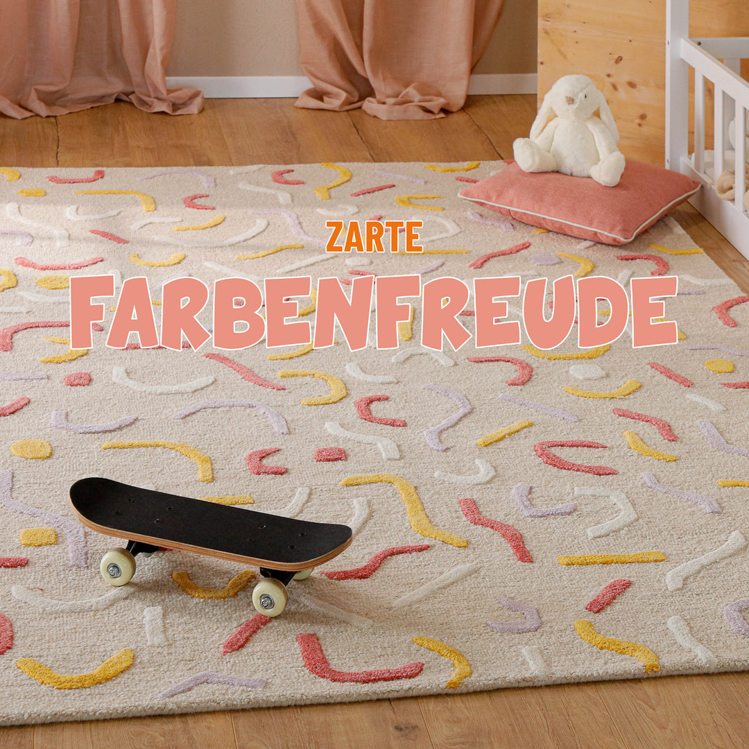 Kinderteppich aus Schurwolle Beige Multi "Confetti 2.0" Smart Kids