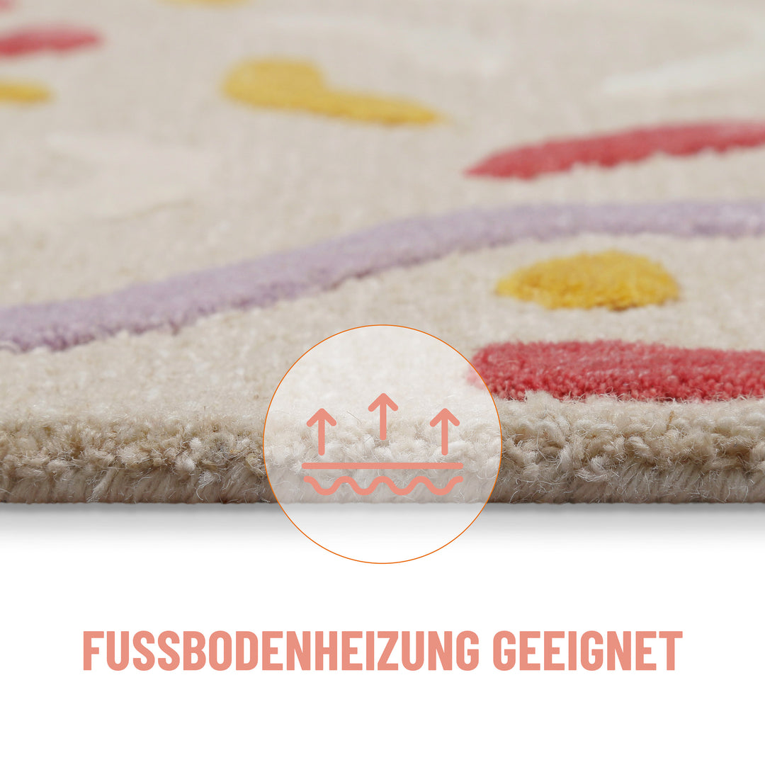 Kinderteppich aus Schurwolle Beige Multi "Confetti 2.0" Smart Kids
