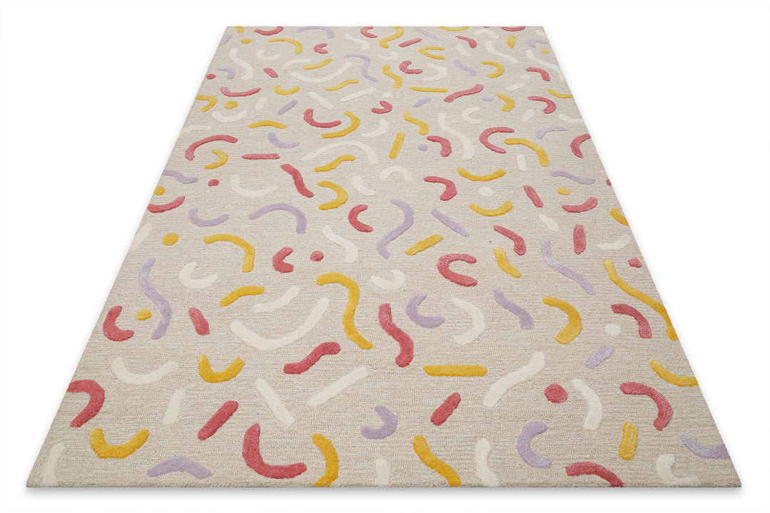 Kinderteppich aus Schurwolle Beige Multi "Confetti 2.0" Smart Kids