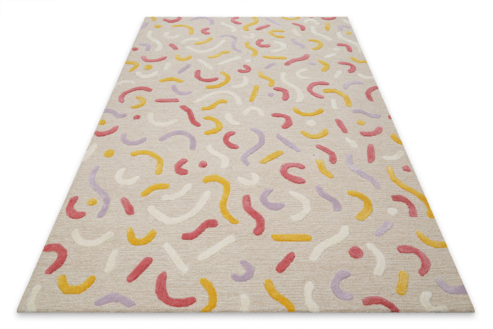 Kinderteppich aus Schurwolle Beige Multi "Confetti 2.0" Smart Kids