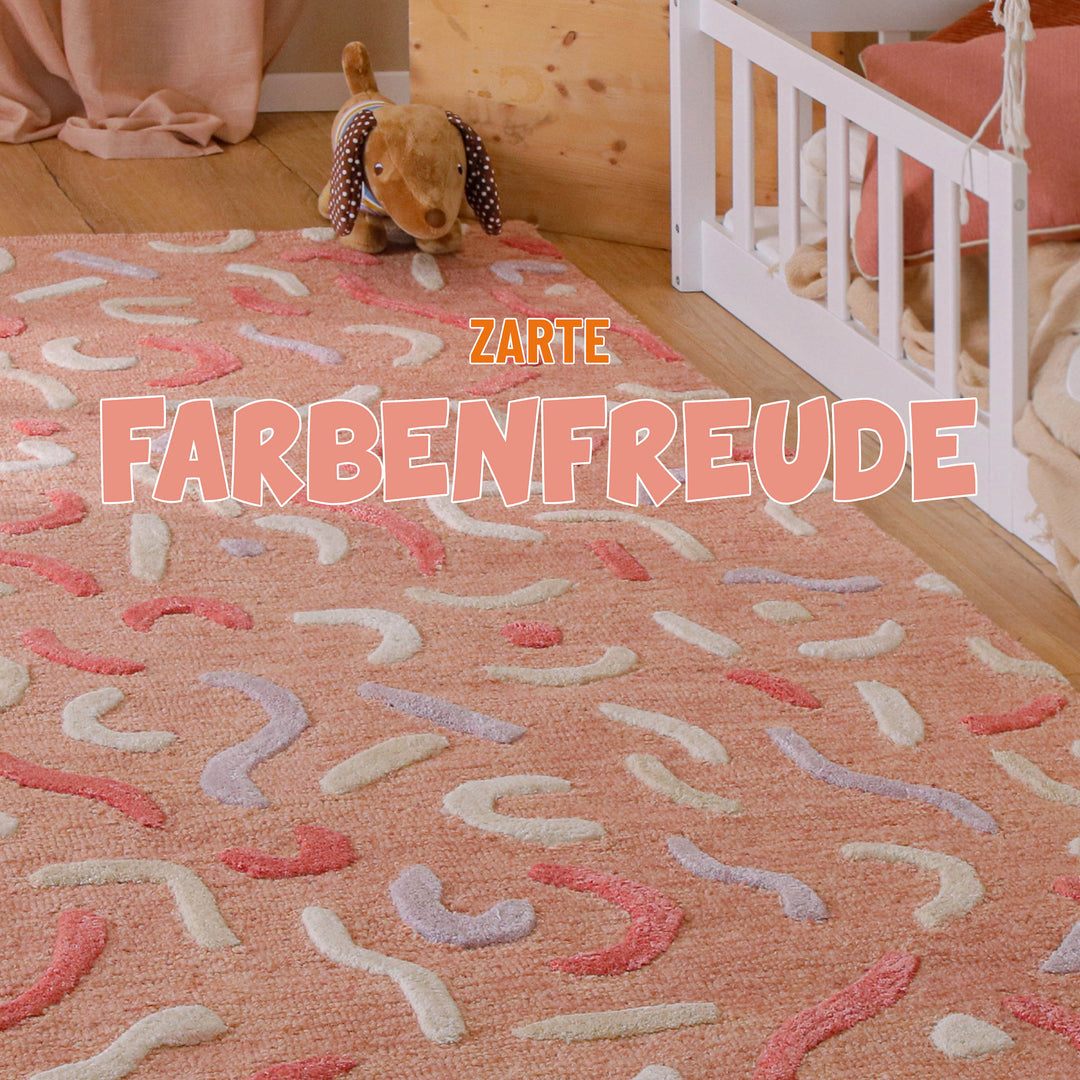 Kinderteppich aus Schurwolle Altrosa Multi "Confetti 2.0" Smart Kids