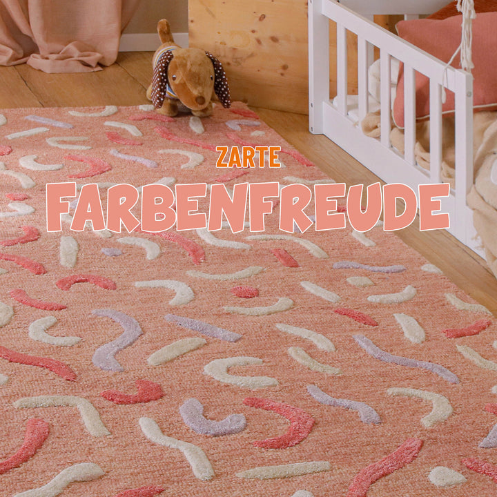 Kinderteppich aus Schurwolle Altrosa Multi "Confetti 2.0" Smart Kids