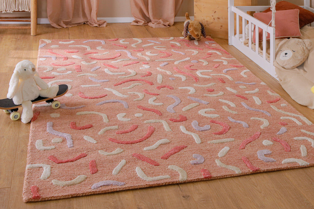 Kinderteppich aus Schurwolle Altrosa Multi "Confetti 2.0" Smart Kids