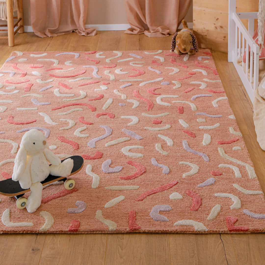 Kinderteppich aus Schurwolle Altrosa Multi "Confetti 2.0" Smart Kids