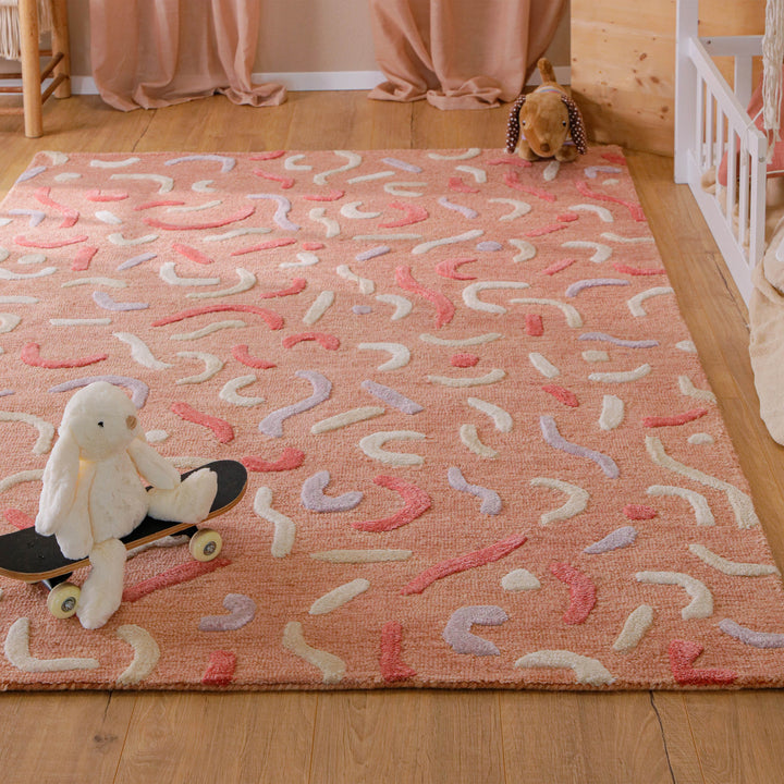 Kinderteppich aus Schurwolle Altrosa Multi "Confetti 2.0" Smart Kids