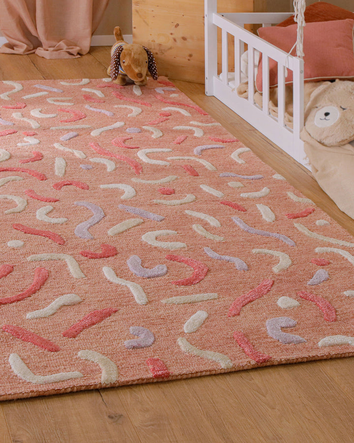 Kinderteppich aus Schurwolle Altrosa Multi "Confetti 2.0" Smart Kids
