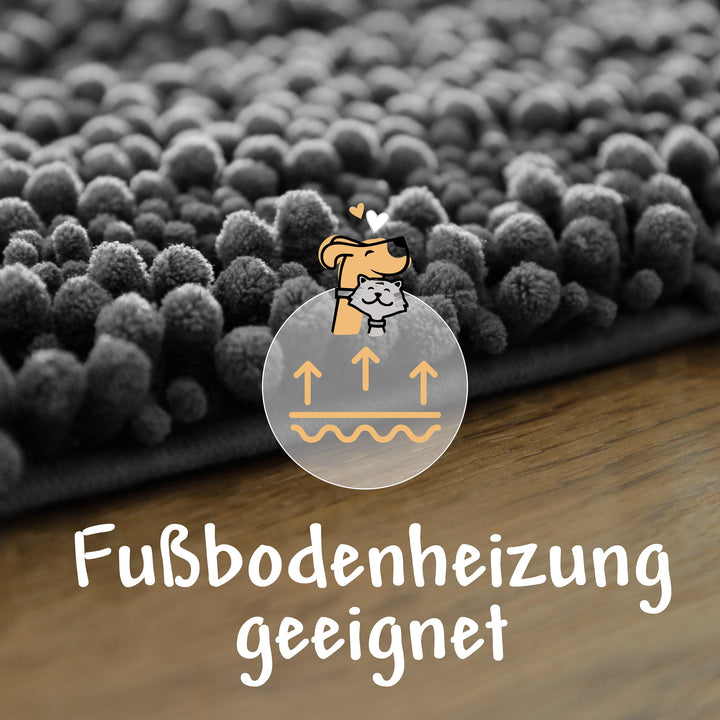 Grafik: Grauer Cooper-Teppich für Fußbodenheizung geeignet