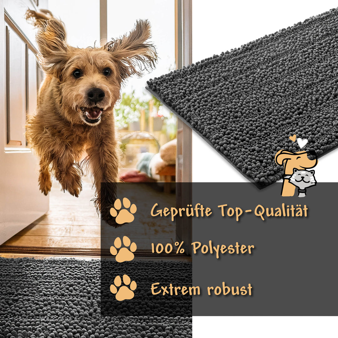 Haustierteppich Cooper in Grau – Polyester, rutschfest und robust, ideal für Hunde & Katzen im Eingangsbereich
