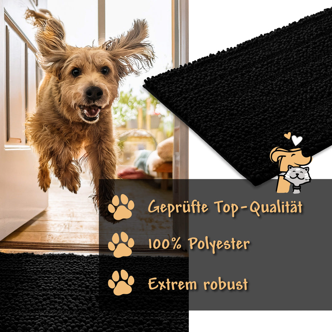 Haustierteppich Cooper in Schwarz – Polyester, rutschfest und robust, ideal für Hunde & Katzen im Eingangsbereich