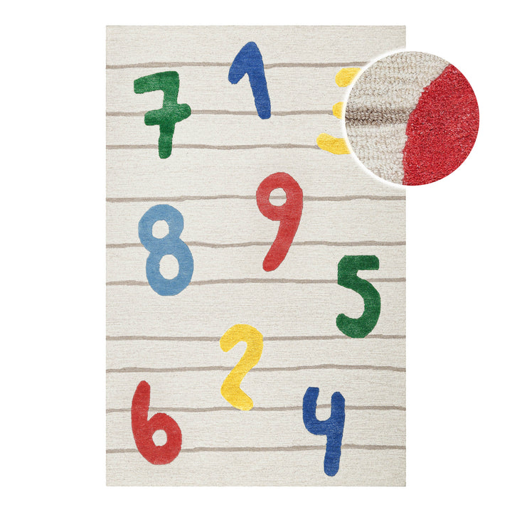 Kinderteppich aus Schurwolle Beige Multi "Countdown" Smart Kids