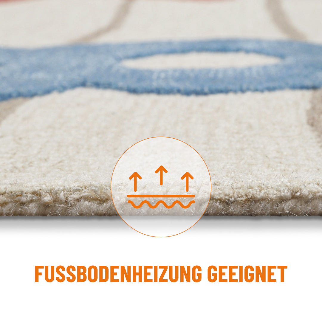 Kinderteppich aus Schurwolle Beige Multi "Countdown" Smart Kids