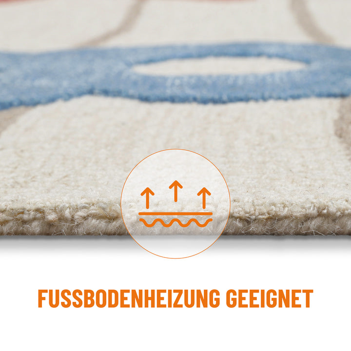 Kinderteppich aus Schurwolle Beige Multi "Countdown" Smart Kids