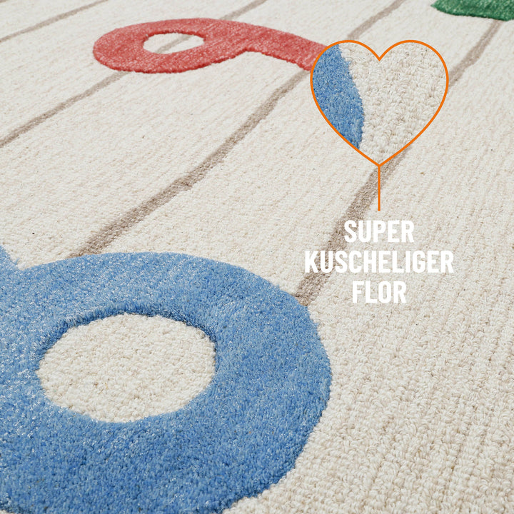 Kinderteppich aus Schurwolle Beige Multi "Countdown" Smart Kids