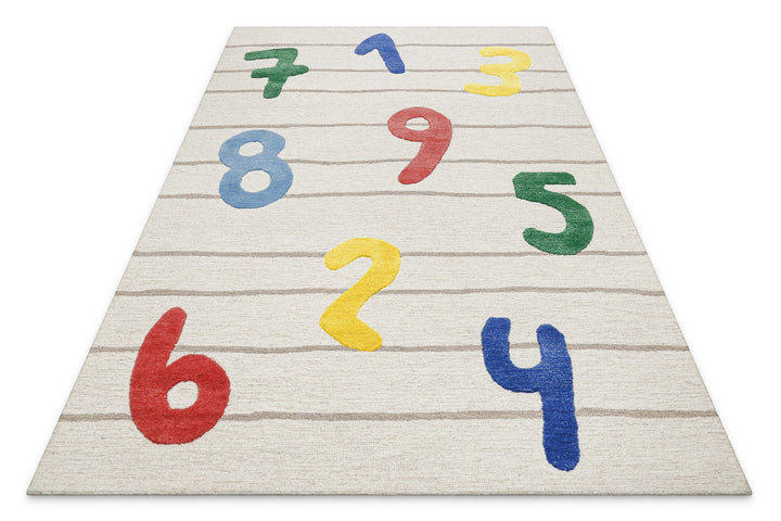 Kinderteppich aus Schurwolle Beige Multi "Countdown" Smart Kids