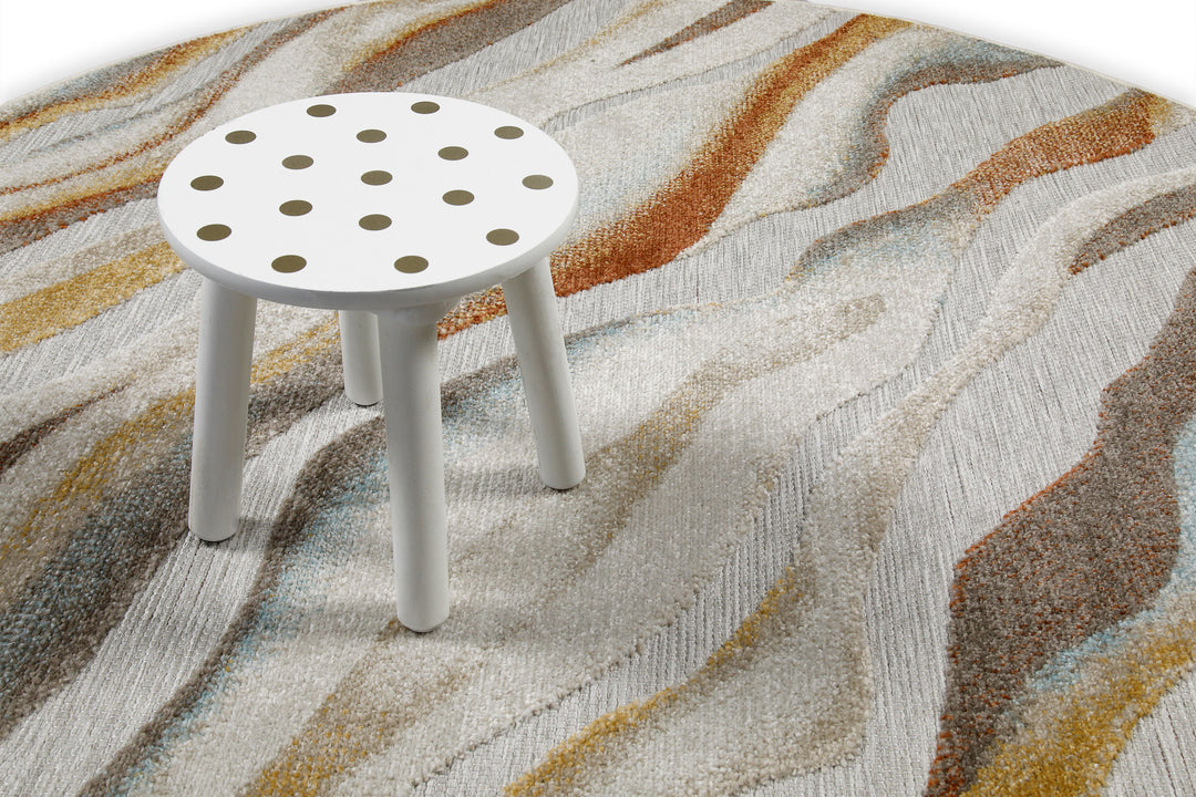 Creek Outdoor beige Kurzflor rund