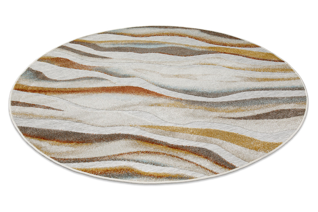 Creek Outdoor beige Kurzflor rund