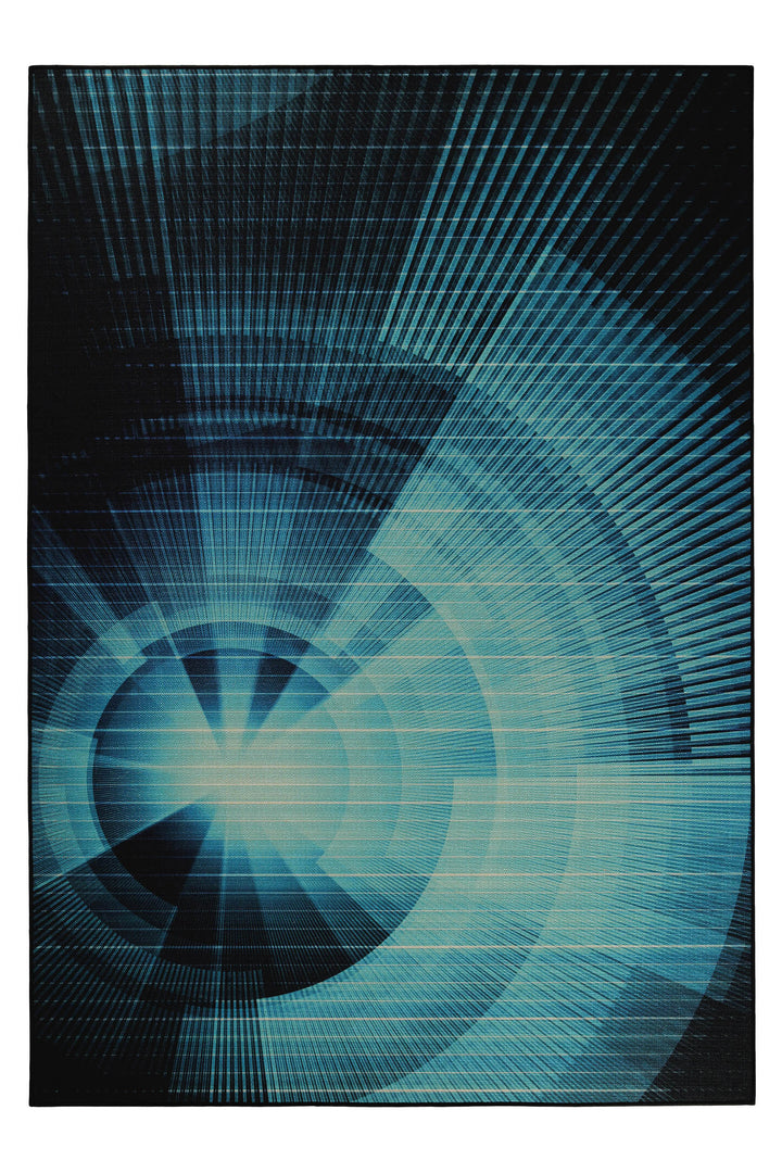Cyber Swirl Teppich blau Kurzflor rechteckig