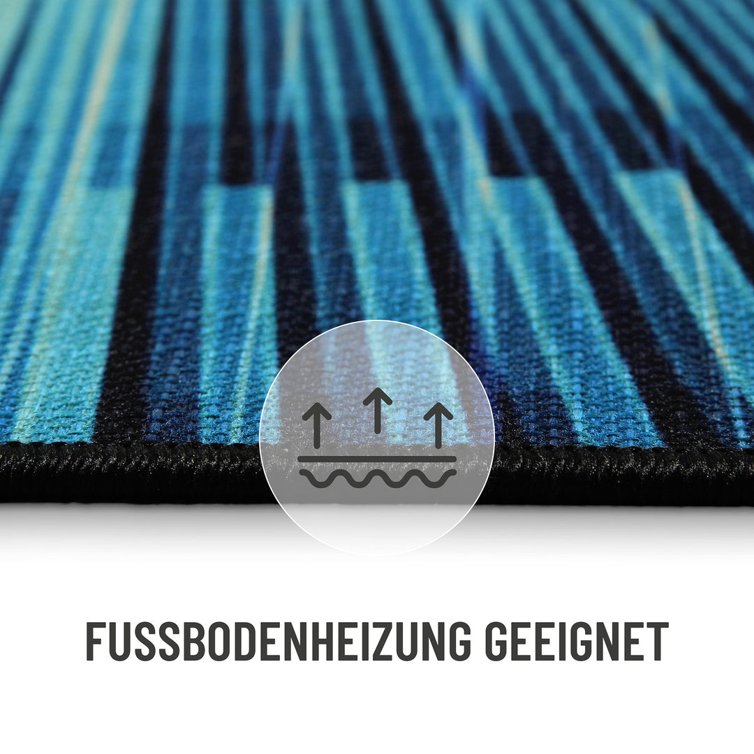 Cyber Swirl Teppich blau Kurzflor rechteckig