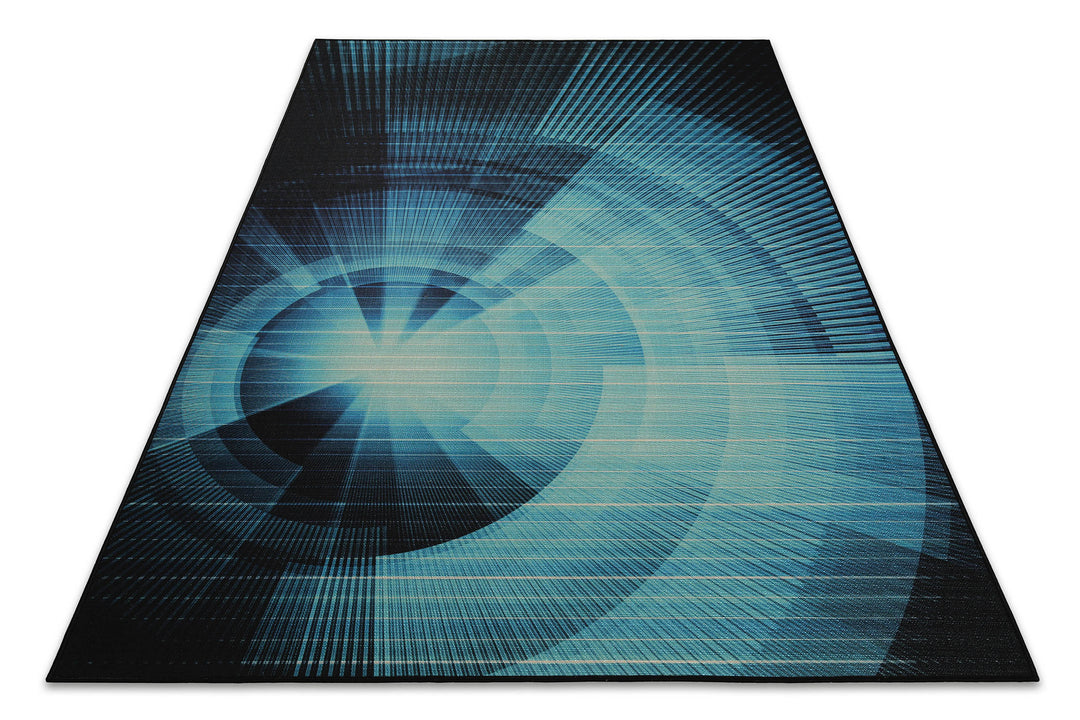 Cyber Swirl Teppich blau Kurzflor rechteckig