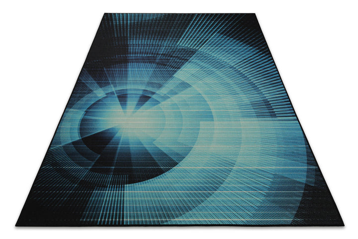 Cyber Swirl Teppich blau Kurzflor rechteckig