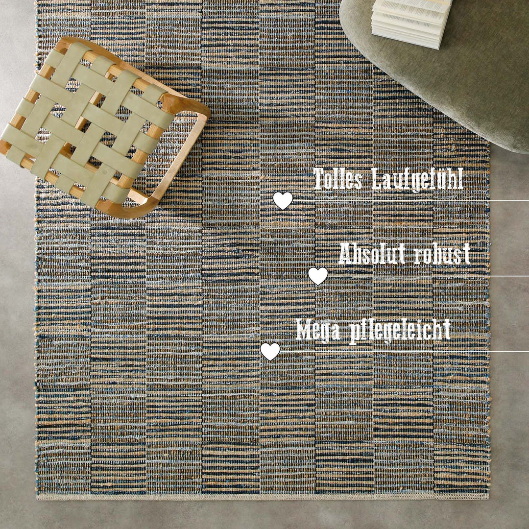 Denim Blues Teppich denim blau Kurzflor rechteckig