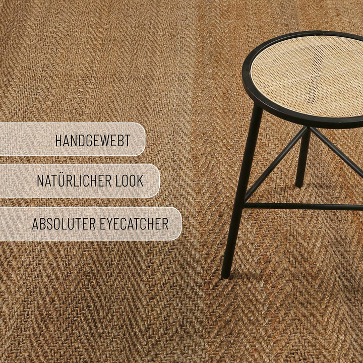 Dhurry Teppich natur Kurzflor rechteckig