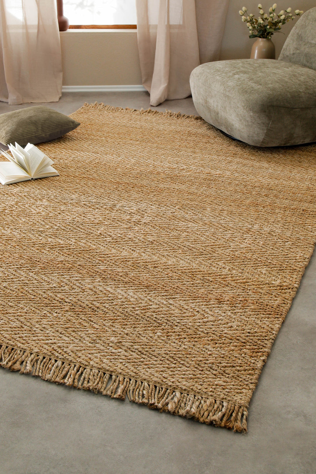 Dhurry Teppich natur Kurzflor rechteckig