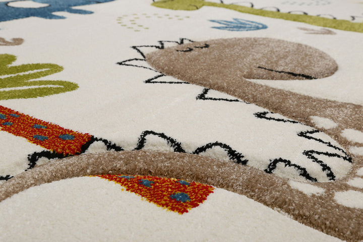 Dino & Friends Teppich creme weiß Kurzflor rechteckig