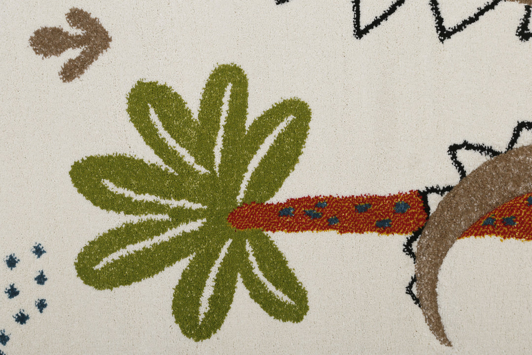 Dino & Friends Teppich creme weiß Kurzflor rechteckig