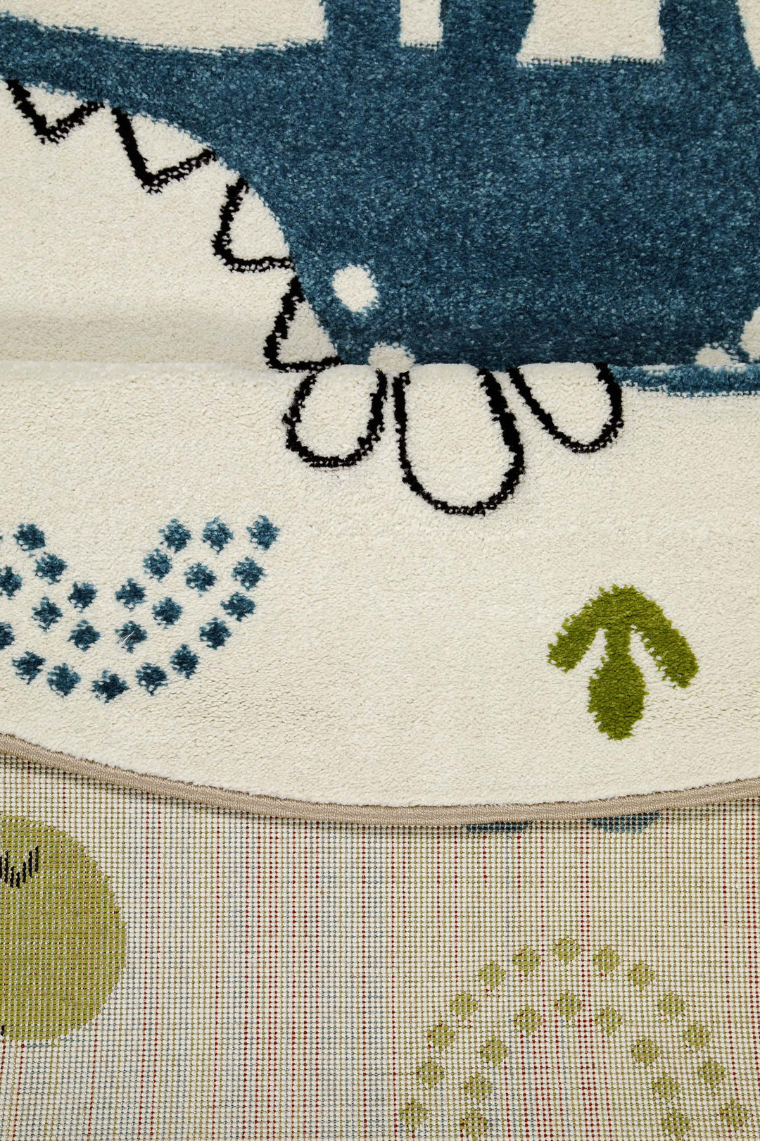 Dino & Friends Teppich creme weiß Kurzflor rund