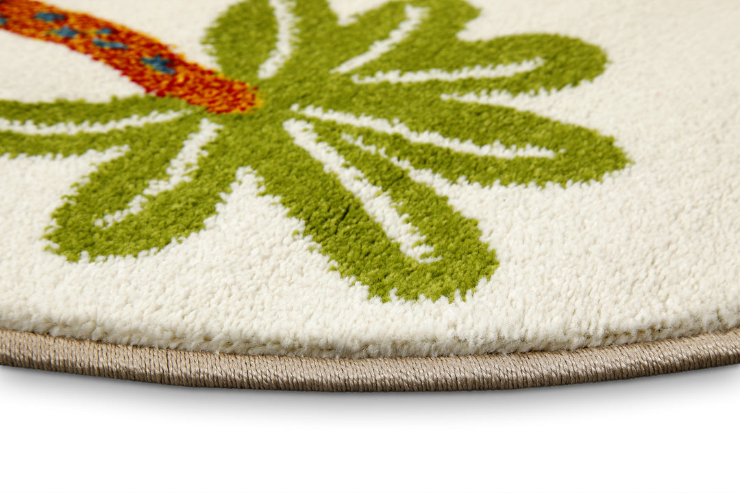 Dino & Friends Teppich creme weiß Kurzflor rund