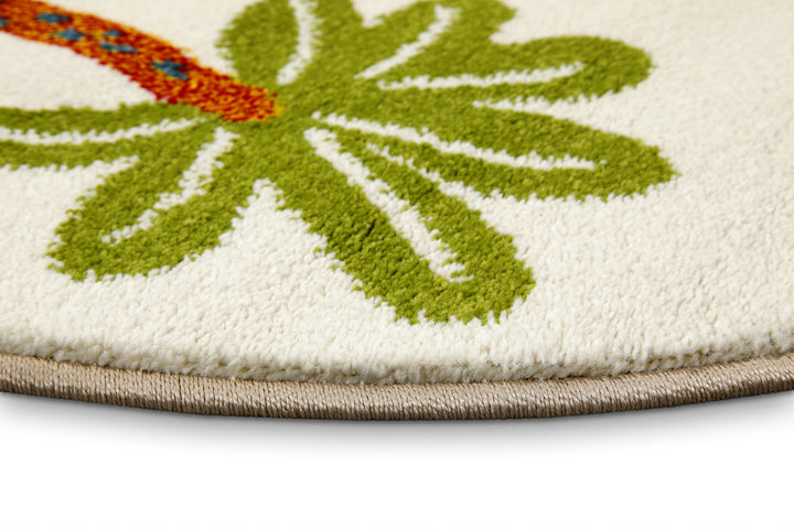 Dino & Friends Teppich creme weiß Kurzflor rund