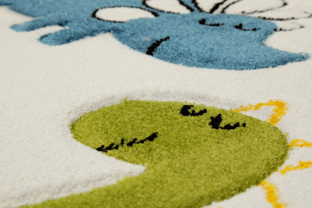 Dino & Friends Teppich creme weiß Kurzflor rund