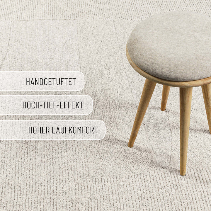 Kurzflorteppich Dodo Creme Weiß