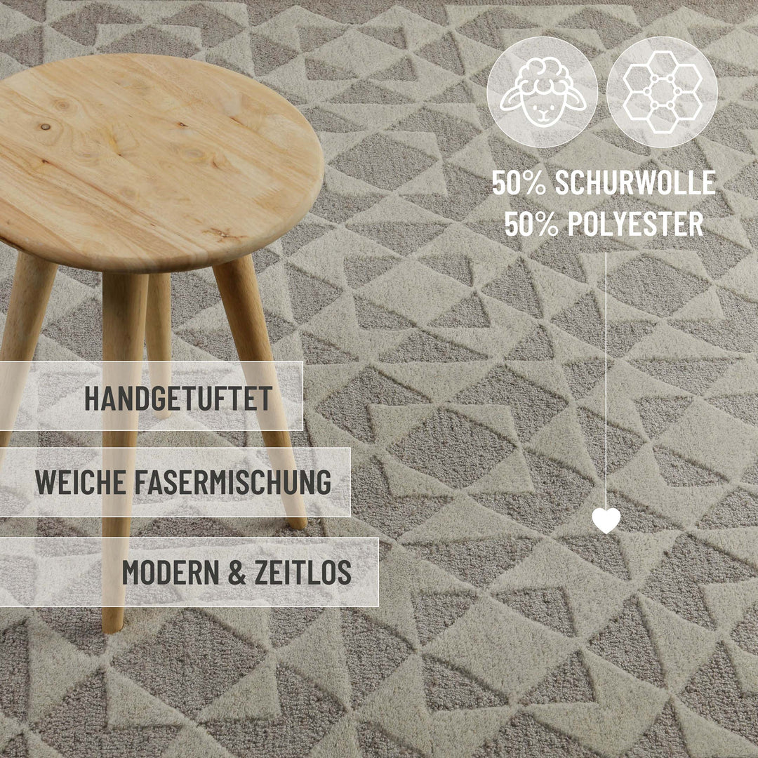 Downtown Teppich taupe Kurzflor rechteckig