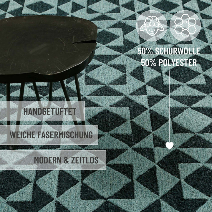 Downtown Teppich grün multi Kurzflor rechteckig