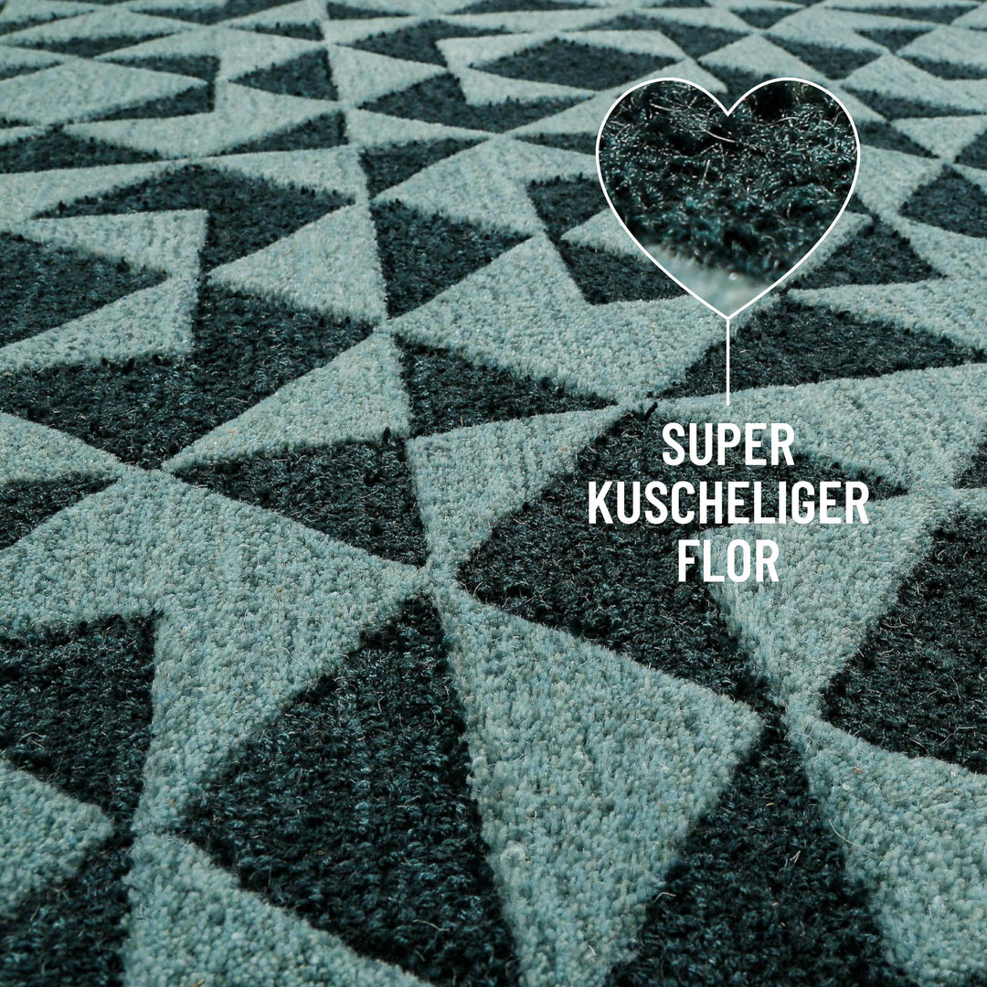 Downtown Teppich grün multi Kurzflor rechteckig