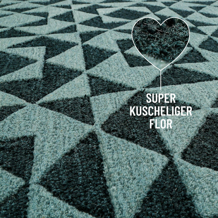 Downtown Teppich grün multi Kurzflor rechteckig