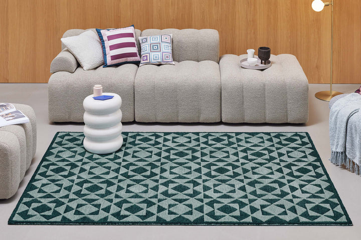 Downtown Teppich grün multi Kurzflor rechteckig