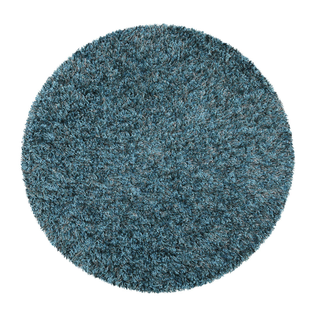 Cosy Glamour 2.0 Teppich türkis Hochflor rund