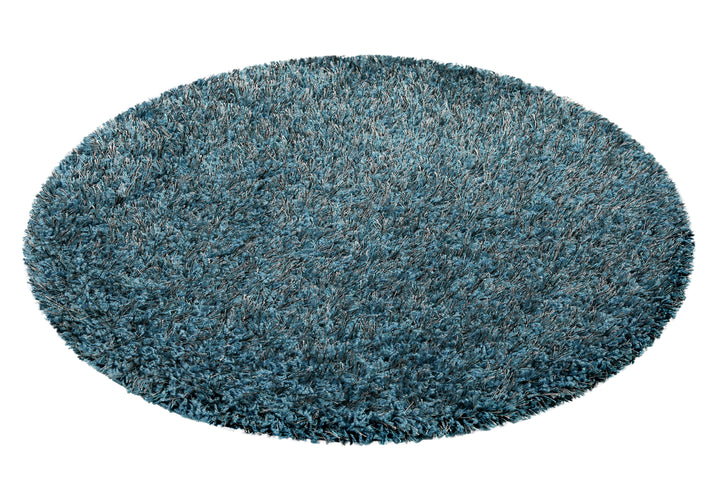 Cosy Glamour 2.0 Teppich türkis Hochflor rund