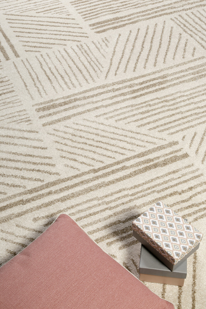 Scribble Teppich beige Kurzflor rechteckig