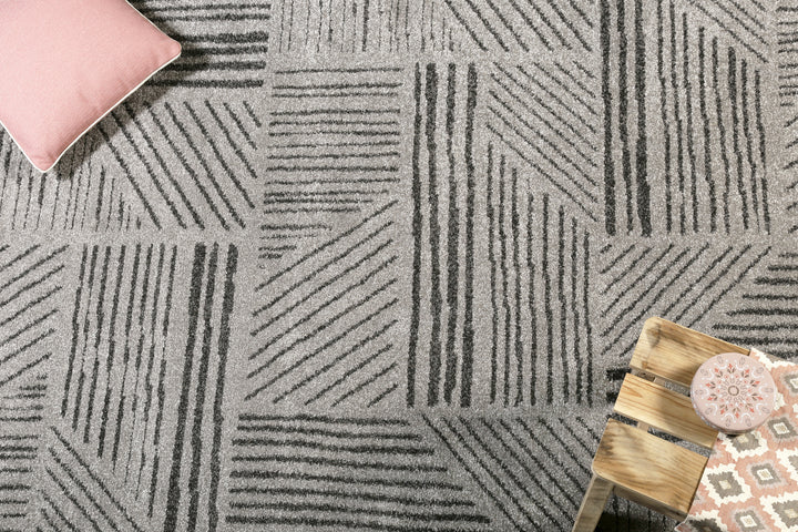 Scribble Teppich grau Kurzflor rechteckig