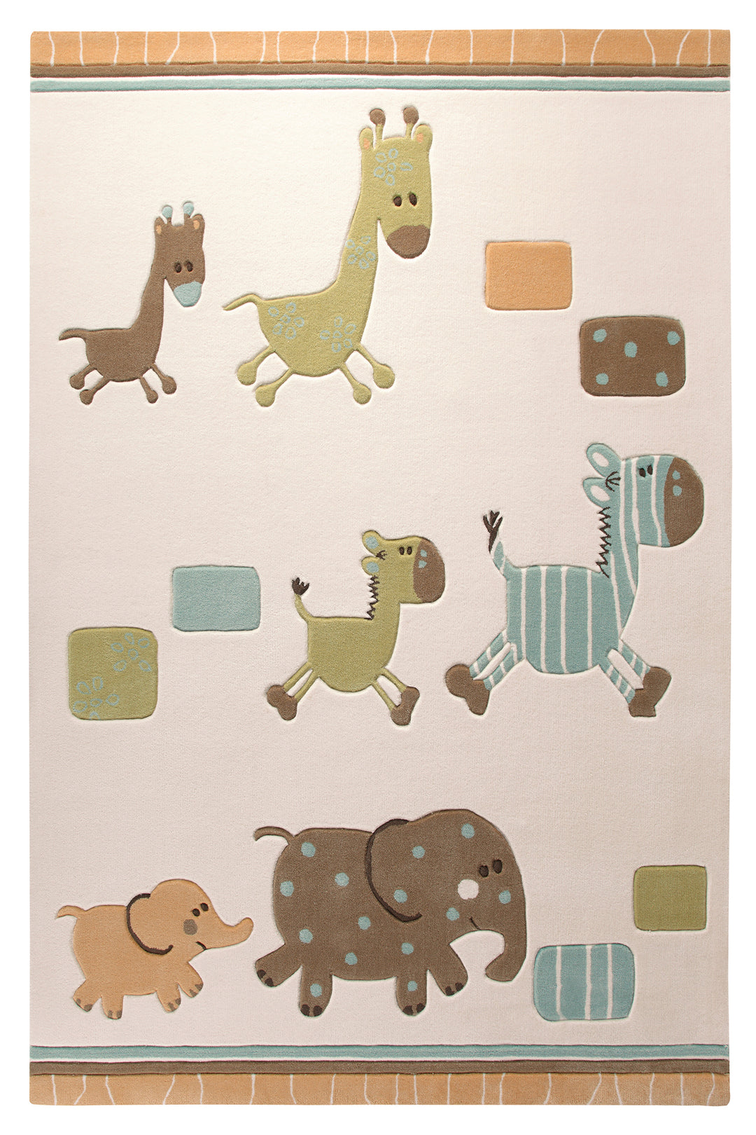 Lucky Zoo Teppich beige Kurzflor rechteckig