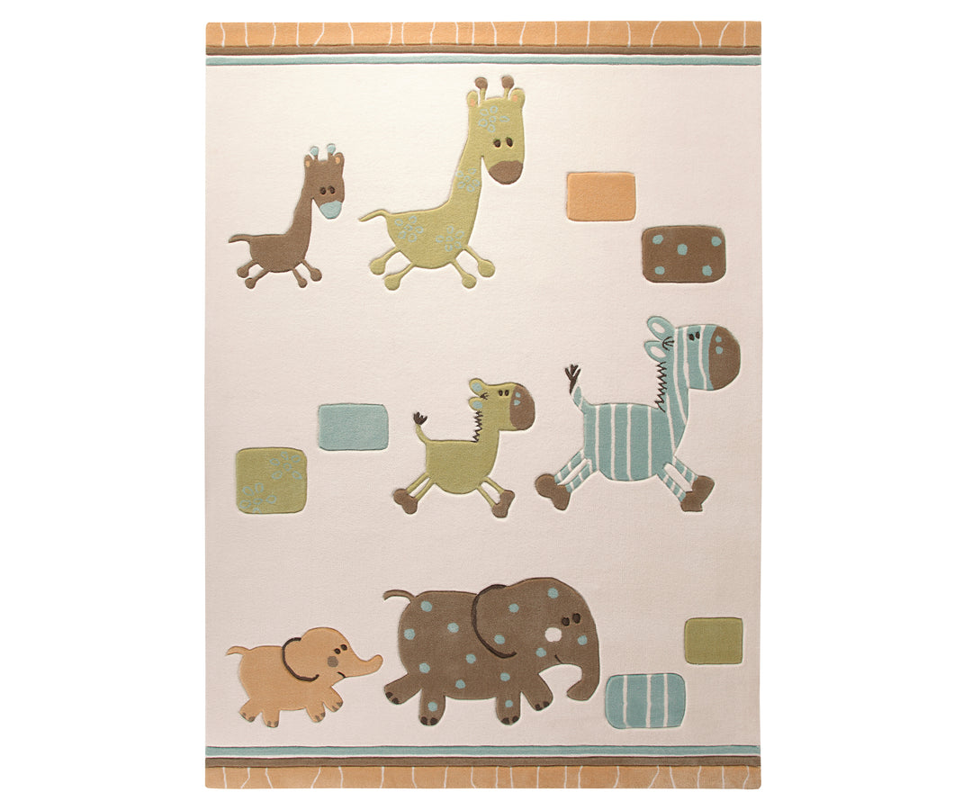 Lucky Zoo Teppich beige Kurzflor rechteckig