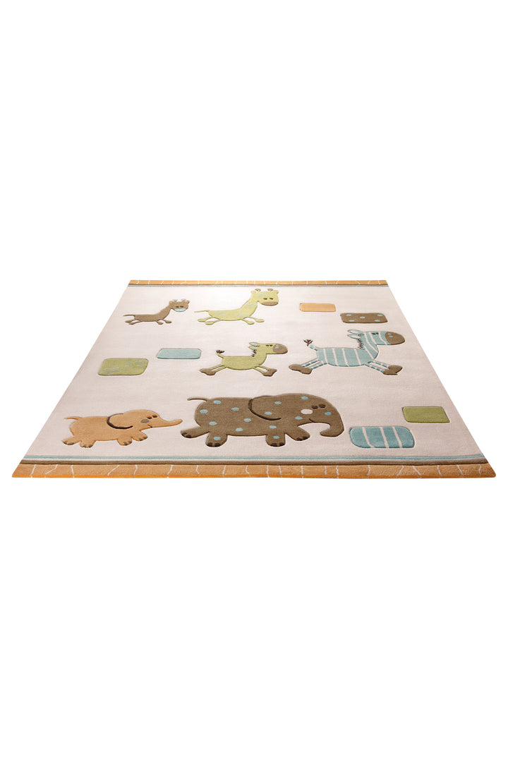 Lucky Zoo Teppich beige Kurzflor rechteckig