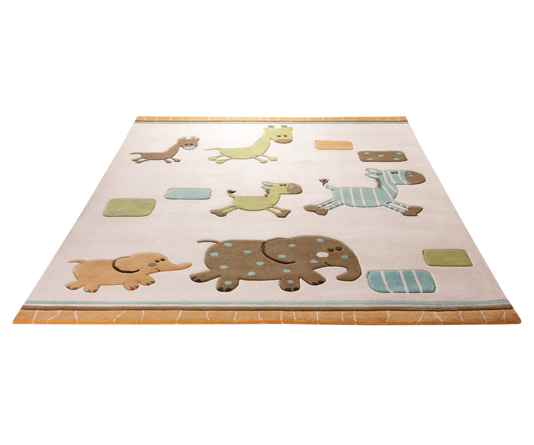 Lucky Zoo Teppich beige Kurzflor rechteckig