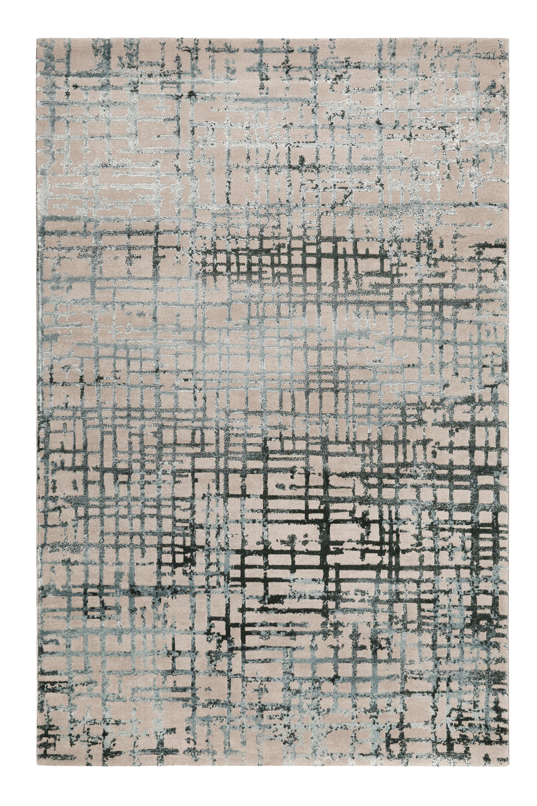 Velvet grid Teppich petrol Kurzflor rechteckig