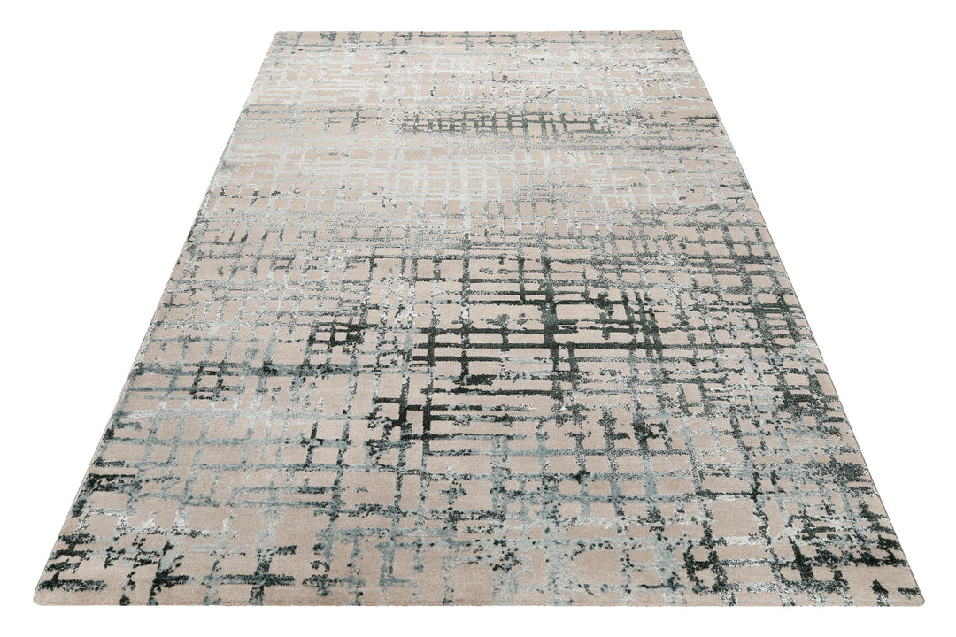 Velvet grid Teppich petrol Kurzflor rechteckig